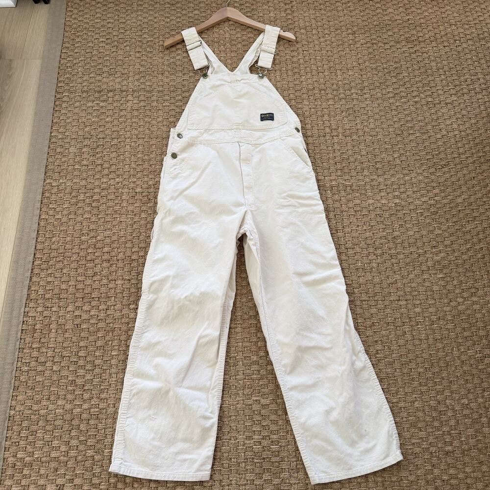 Vintage OshKosh B’Gosh Vestbak Union Made White Overalls Size 32 x 30 USA